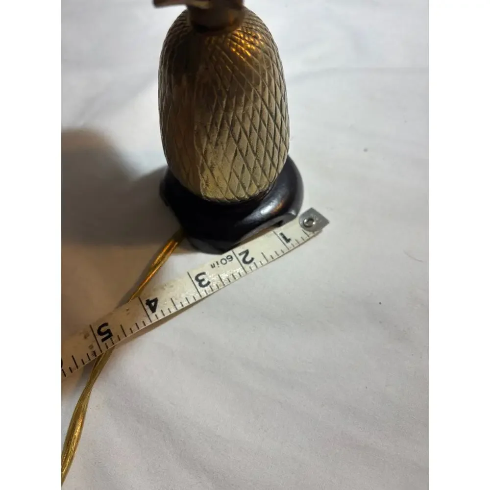Vintage Pineapple Brass Table Lamp with Pleated Shade